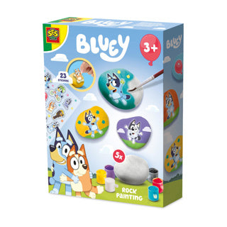 Ses creative bluey - stenen schilderen - happy stones - knutselen - voor kinderen vanaf 3 jaar - 5 stenen en 23 stickers