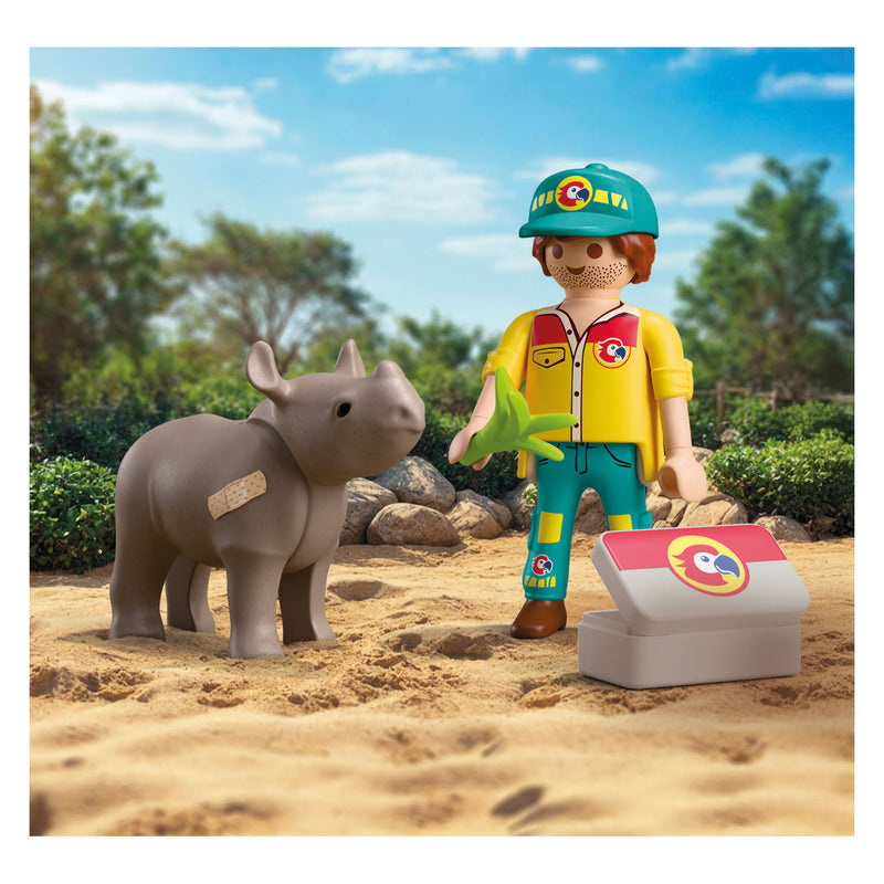 Afbeelding laden in galerijviewer, Playmobil duopack ranger met neushoorn - 72025
