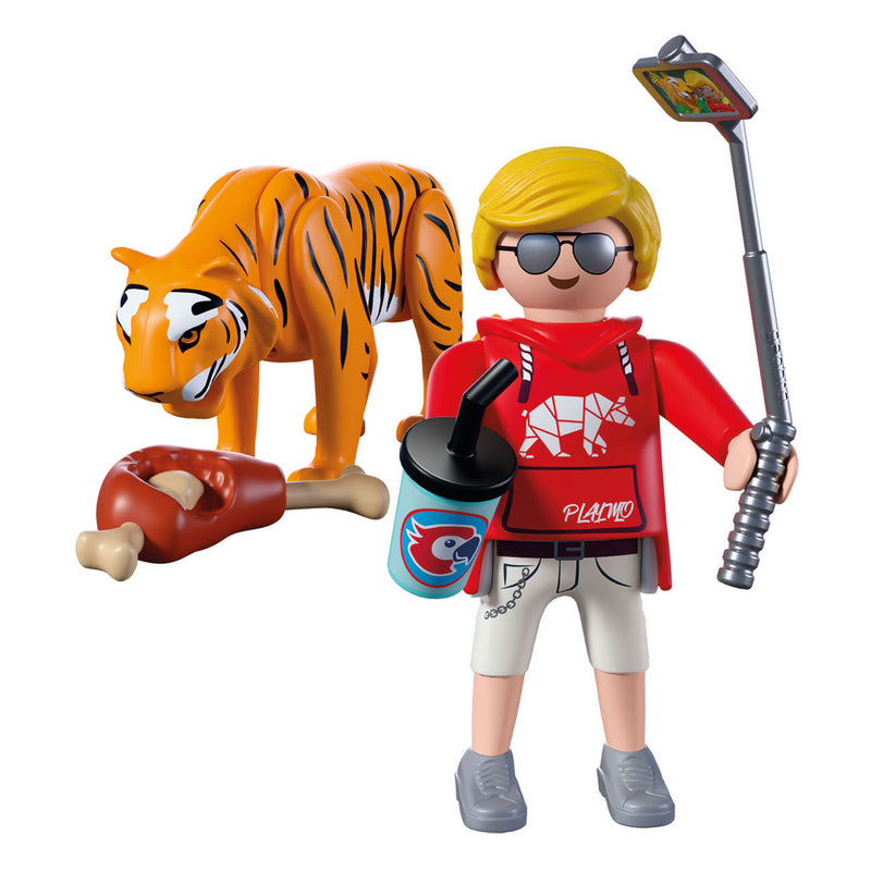 Afbeelding laden in galerijviewer, Playmobil dierentuin speelset tijger en bezoeker met accessoires.
