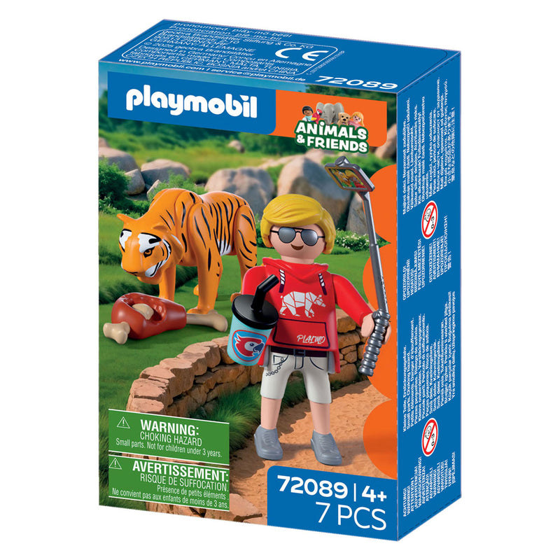 Afbeelding laden in galerijviewer, Playmobil dierentuin speelset tijger en bezoeker met accessoires.
