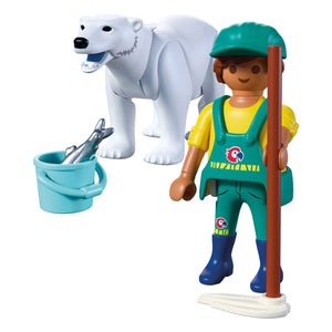 Playmobil dierentuin speelset ijsbeer dierenverzorger - fantasierijk speelgoed.