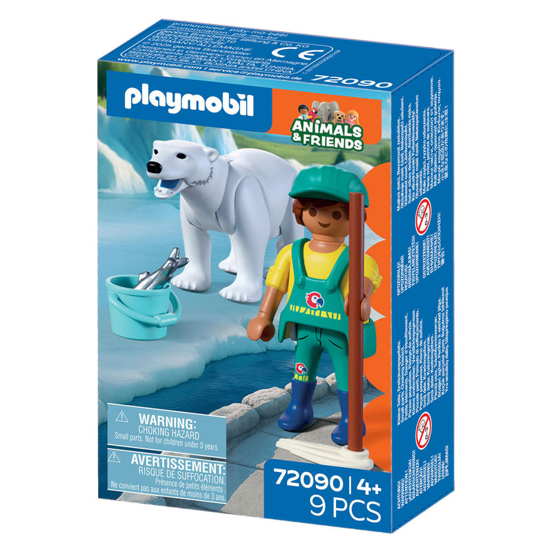 Afbeelding laden in galerijviewer, Playmobil dierentuin speelset ijsbeer dierenverzorger - fantasierijk speelgoed.
