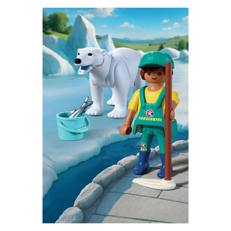 Afbeelding laden in galerijviewer, Playmobil dierentuin speelset ijsbeer dierenverzorger - fantasierijk speelgoed.
