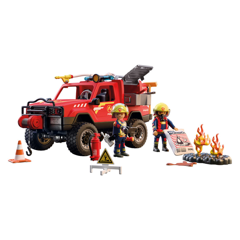 Afbeelding laden in galerijviewer, Playmobil city action brandweer pick-up terreinwagen met watersproeifunctie.
