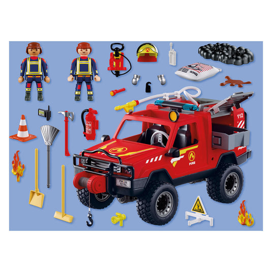 Playmobil city action brandweer pick-up terreinwagen met watersproeifunctie.