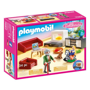 Playmobil dollhouse huiskamer met openhaard - 70207