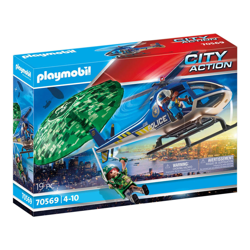 Afbeelding laden in galerijviewer, Playmobil city action politiehelikopter - parachute achtervolging - 70569
