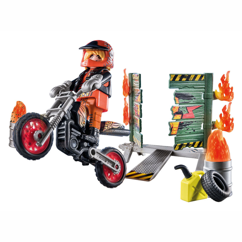 Afbeelding laden in galerijviewer, Playmobil Starterpack Stuntshow Motor met Vuurmuur 71256
