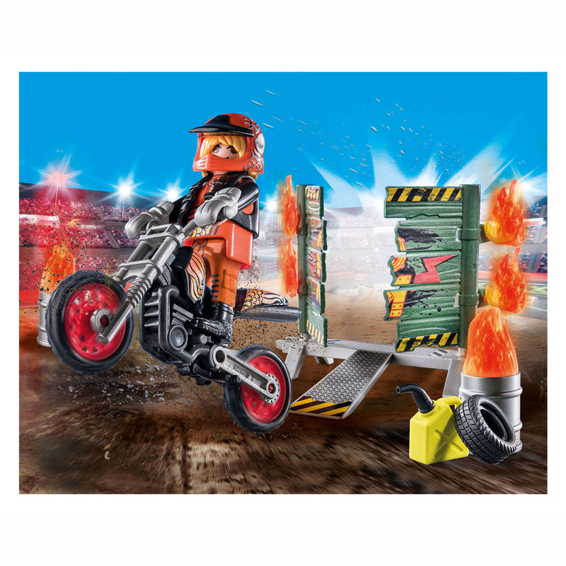 Afbeelding laden in galerijviewer, Playmobil Starterpack Stuntshow Motor met Vuurmuur 71256
