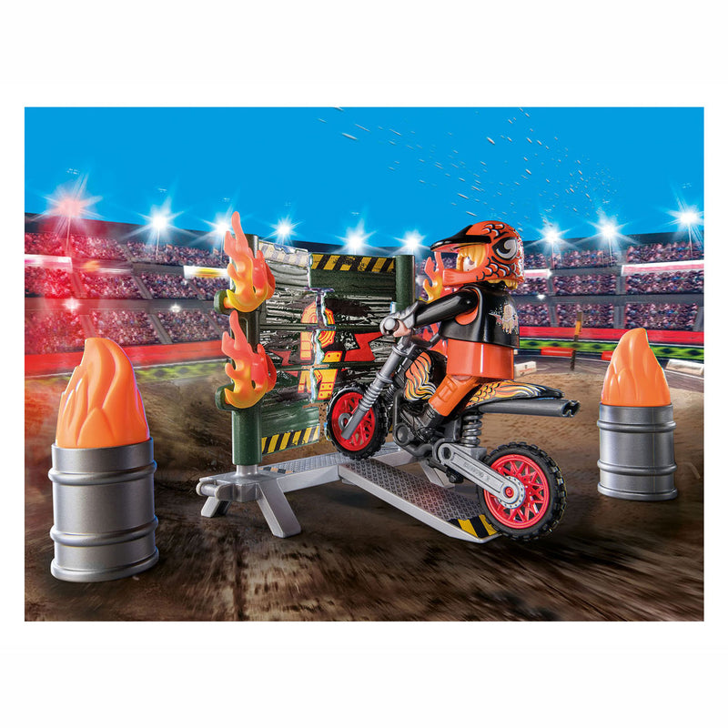 Afbeelding laden in galerijviewer, Playmobil Starterpack Stuntshow Motor met Vuurmuur 71256
