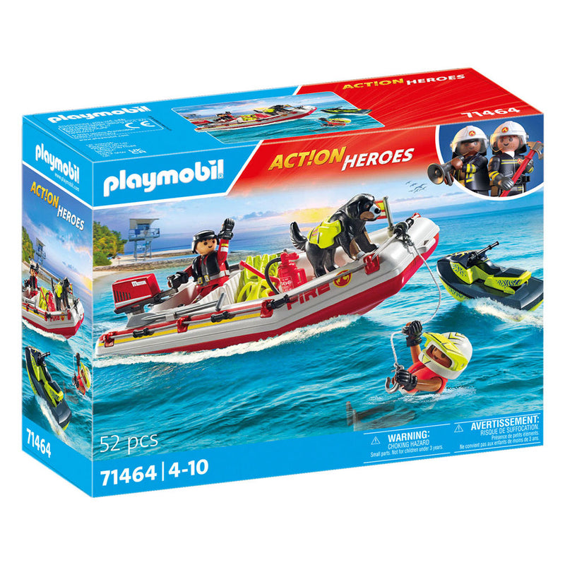 Afbeelding laden in galerijviewer, Playmobil action heroes brandweerboot met waterscooter - 71464

