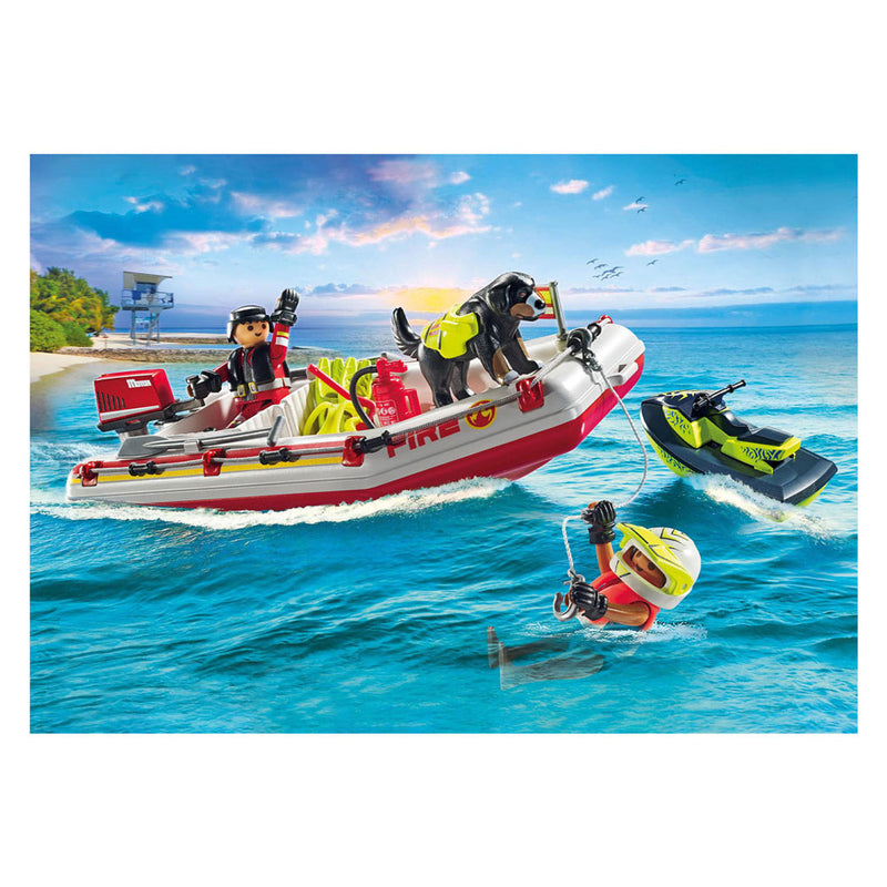 Afbeelding laden in galerijviewer, Playmobil action heroes brandweerboot met waterscooter - 71464
