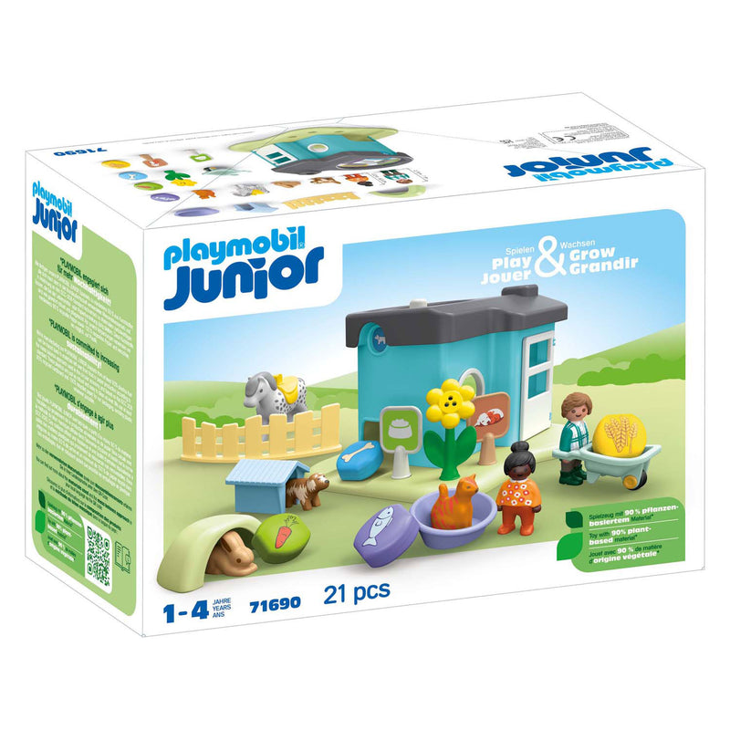 Afbeelding laden in galerijviewer, Playmobil 1.2.3. dierenpension met voerautomaat - 71690
