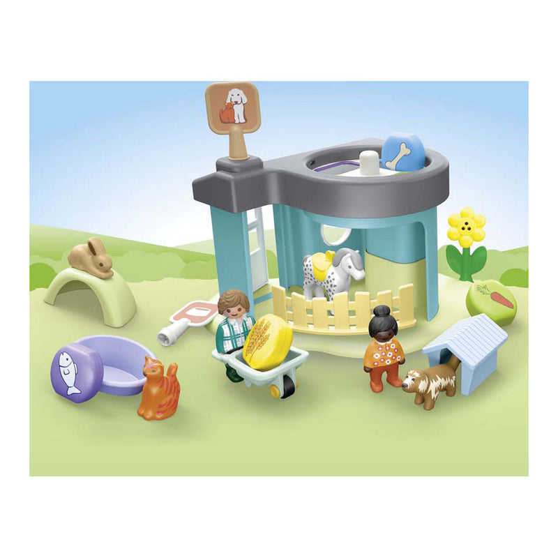 Afbeelding laden in galerijviewer, Playmobil 1.2.3. dierenpension met voerautomaat - 71690
