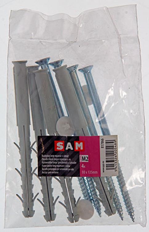 Afbeelding laden in galerijviewer, Mack 1019930 - kozijnplug lange exp. polyam. + schr.4st 10 x 135 mm | 5 stuks
