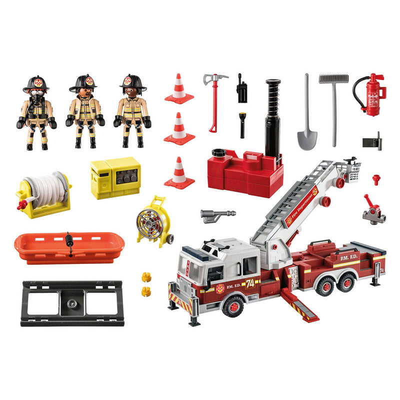 Afbeelding laden in galerijviewer, PLAYMOBIL Action Heroes Brandweerwagen: US Tower Ladder 70935
