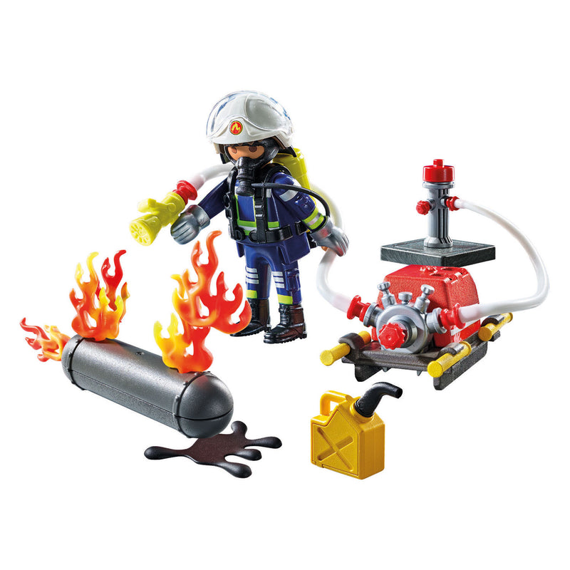 Afbeelding laden in galerijviewer, Playmobil action heroes brandweerman met waterpomp - 71826
