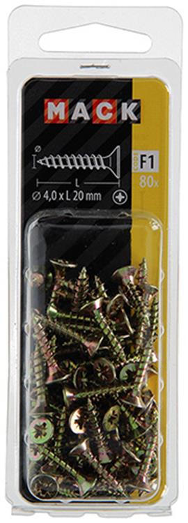 Afbeelding laden in galerijviewer, Mack 1017969 - spaanplaatschroef vz kop geelverz. 80st 4,0 x 20 mm | 5 stuks
