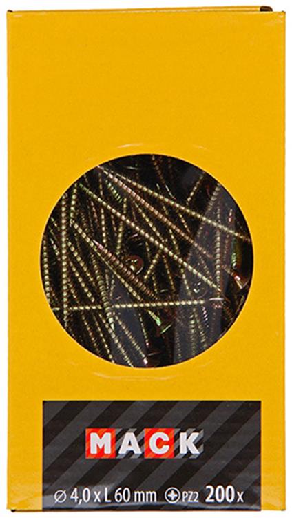 Afbeelding laden in galerijviewer, Mack 1020097 - spaanplaatschroef vz kop geelvz 200 st 4,0 x 60 mm | 2 stuks
