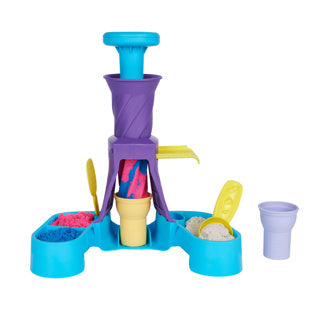 Afbeelding laden in galerijviewer, Kinetic sand - softijsjes speelset met 396 g origineel in blauw roze en wit - 2 ijshoorntjes en 2 stuks gereedschap - sensorisch speelgoed
