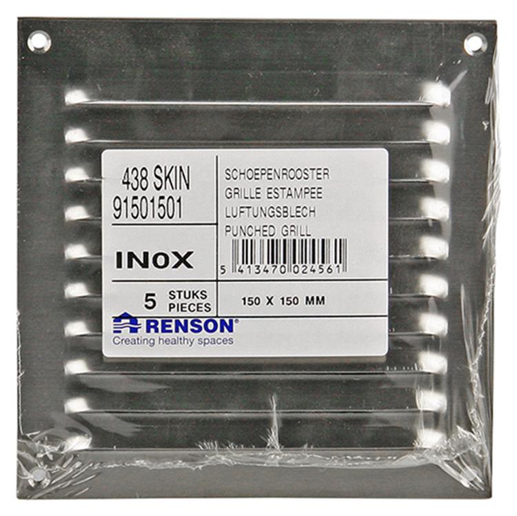 Afbeelding laden in galerijviewer, Renson 1006356 - schoepenrooster vlak 438 inox 150x150mm | 5 stuks
