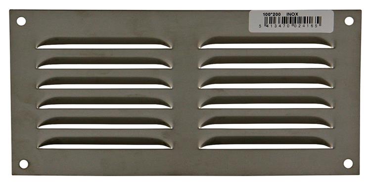 Afbeelding laden in galerijviewer, Renson 1006358 - schoepenrooster vlak 438 inox 200x100mm | 5 stuks
