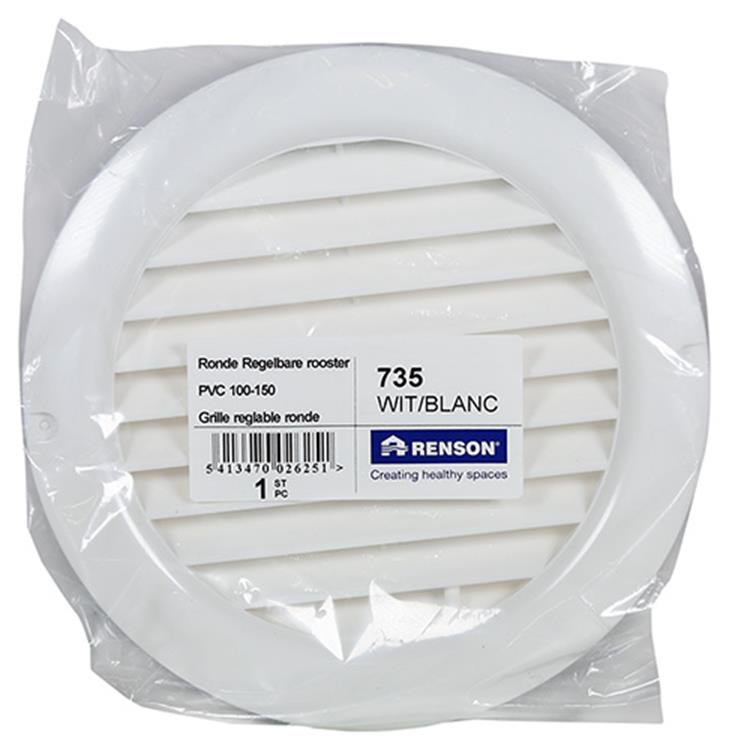 Afbeelding laden in galerijviewer, Renson 1006743 - rooster rond pvc735 wit 100-150mm | 1 stuks
