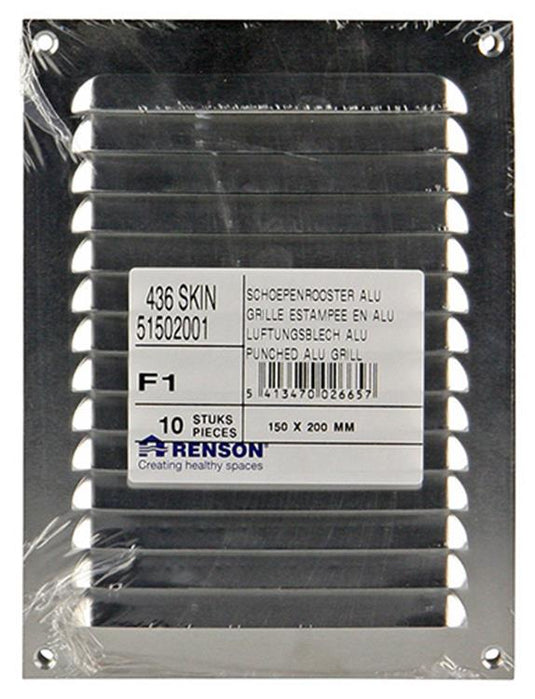 Renson 1006302 - schoepenrooster vlak alu f1 150x200mm | 10 stuks