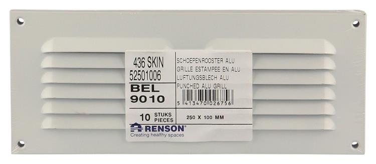 Afbeelding laden in galerijviewer, Renson 1006306 - schoepenrooster vlak alu ral 9010 250x100mm | 10 stuks
