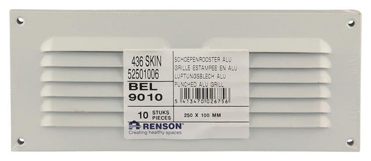 Renson 1006306 - schoepenrooster vlak alu ral 9010 250x100mm | 10 stuks