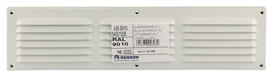 Renson 1006316 - schoepenrooster vlak alu ral 9010 400x100mm | 10 stuks