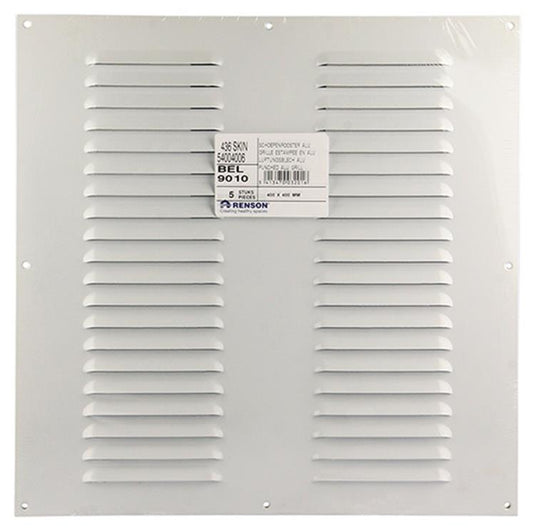 Renson 1006319 - schoepenrooster vlak alu ral 9010 400x400mm | 5 stuks