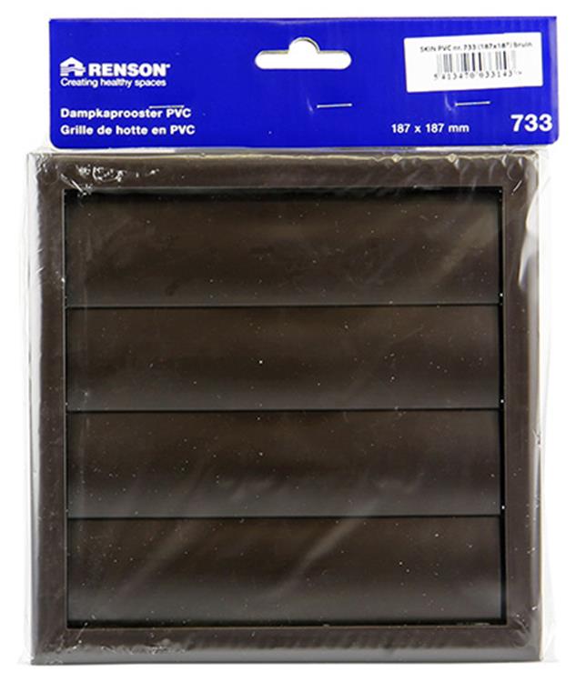 Afbeelding laden in galerijviewer, Renson 1006375 - dampkaprooster opbouw 733 pvc ral 8019 187x187mm | 2 stuks
