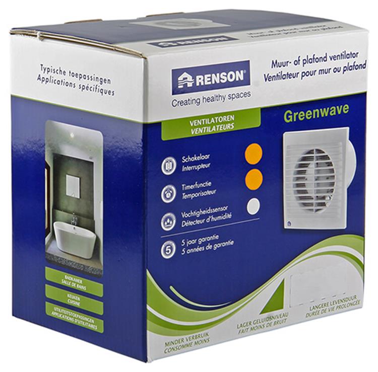 Afbeelding laden in galerijviewer, Renson 1006474 - greenwave ventilator met timer9201t wit ø 100 | 1 stuks
