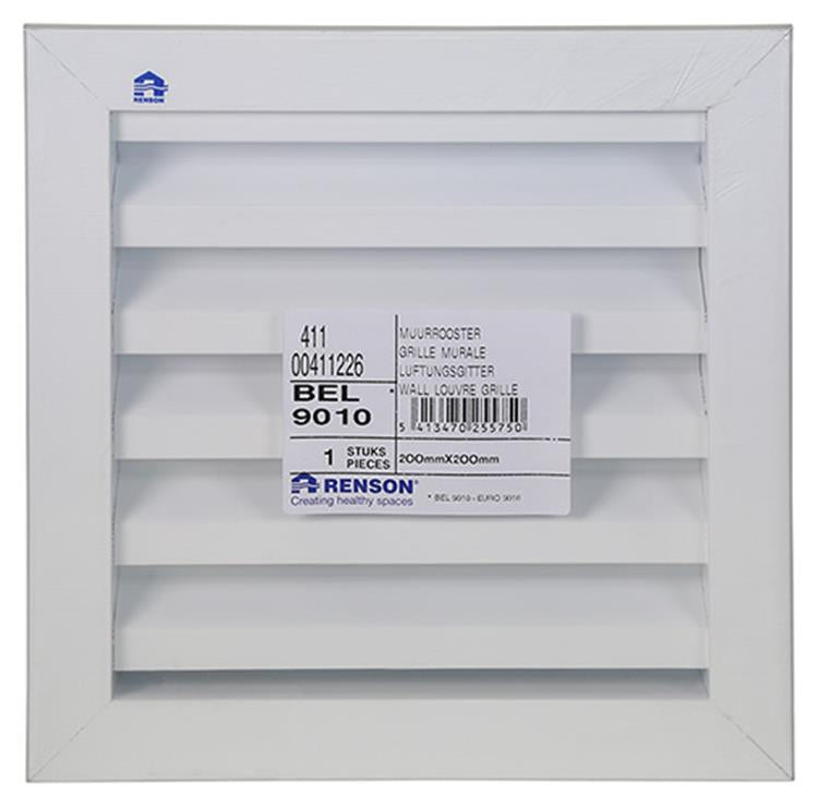 Afbeelding laden in galerijviewer, Renson 1006610 - inbouw muurrooster 411 ral 9010 200x200mm | 2 stuks
