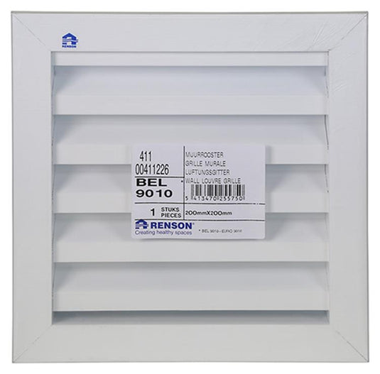 Renson 1006610 - inbouw muurrooster 411 ral 9010 200x200mm | 2 stuks