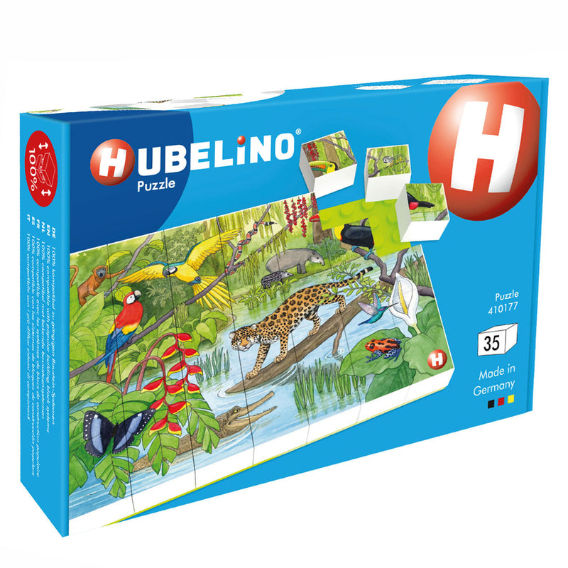 Afbeelding laden in galerijviewer, Hubelino Blokpuzzel Wilde Dieren in het Tropisch Regenwoud, 35st.
