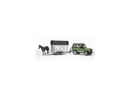 Bruder landrover defender met trailer en paard