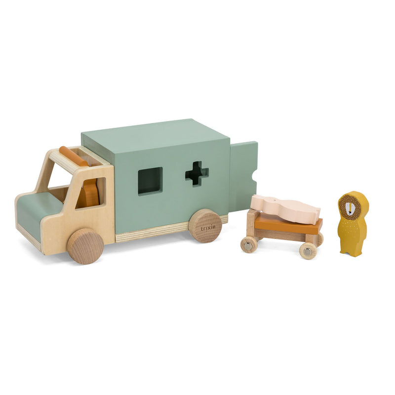 Afbeelding laden in galerijviewer, Trixie houten dieren ambulance
