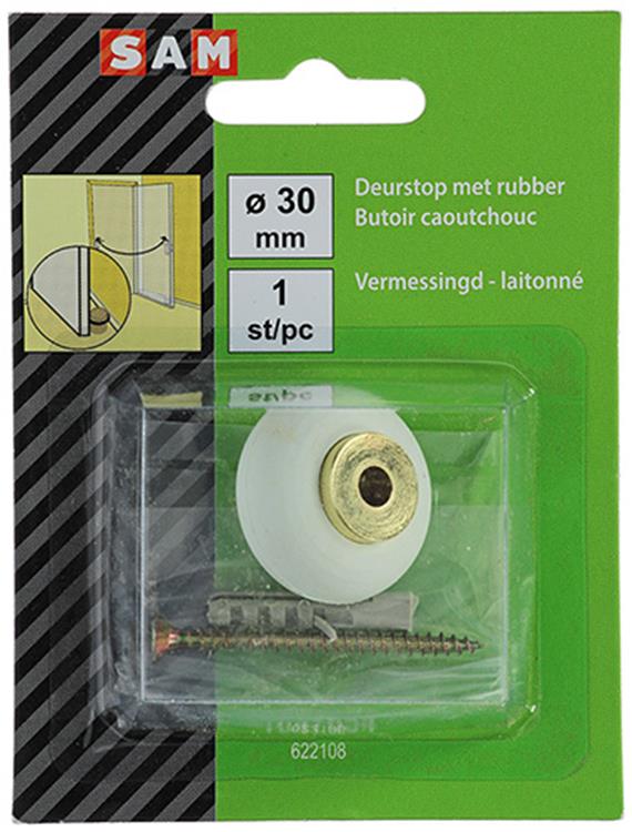 Afbeelding laden in galerijviewer, Mack 1047654 - deurstop met rubber vermessingd ø 30 mm 1 st pc | 6 stuks
