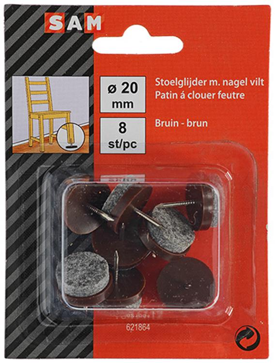 Afbeelding laden in galerijviewer, Mack 1047712 - stoelglijder met nagel vilt bruin ø 20 mm 8 st pcs | 6 stuks
