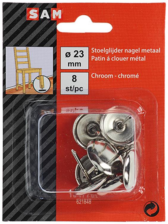 Afbeelding laden in galerijviewer, Mack 1047786 - 8st stoelglijder met nagel metaal 23mm | 6 stuks

