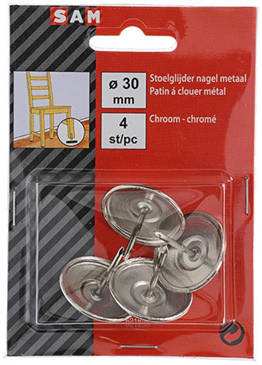 Afbeelding laden in galerijviewer, Mack 1047787 - stoelglijder nagel metaal chroom ø 30 mm 4 st pcs | 6 stuks

