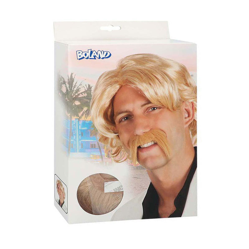 Afbeelding laden in galerijviewer, Boland blonde pruik met snor
