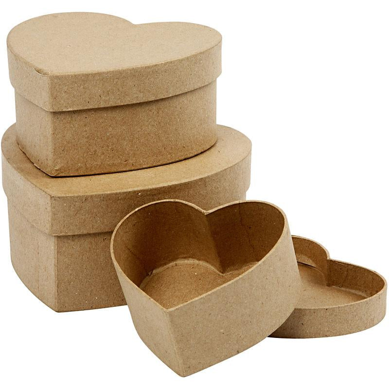 Afbeelding laden in galerijviewer, Creotime harten dozen, d: 10+12,5+15 cm, h: 5+6,5+7,5 cm, 3stuks
