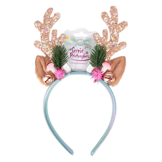 Great pretenders holiday rudolph kersthaarband voor kinderen - roze mint