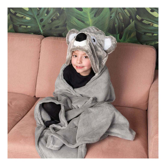 Noxxiez knuffeldeken met capuchon koala, 130x100cm