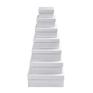 Creotime vierkante dozen, afm 9+11+13+15+17+19+21 cm, h: 4,5+5+5,5+6+6,5+7+7,5 cm, 7 stuks, wit