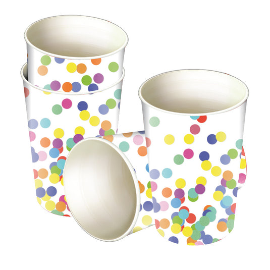 Haza witbaard bekers confetti, 8st.