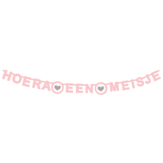 Haza witbaard letterguirlande - hoera een meisje